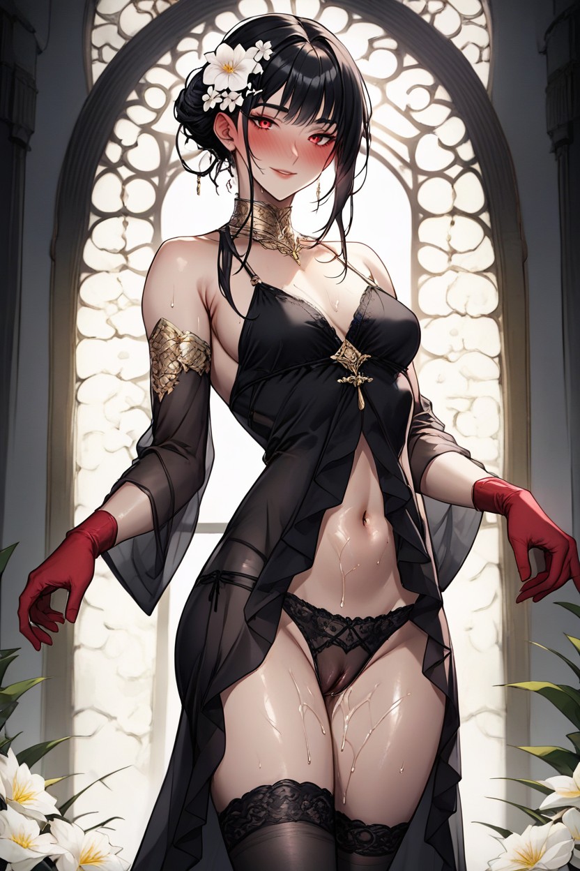 Underworld Throne Room, Pechos Pequeños, White Flower In Hair Hentai IA