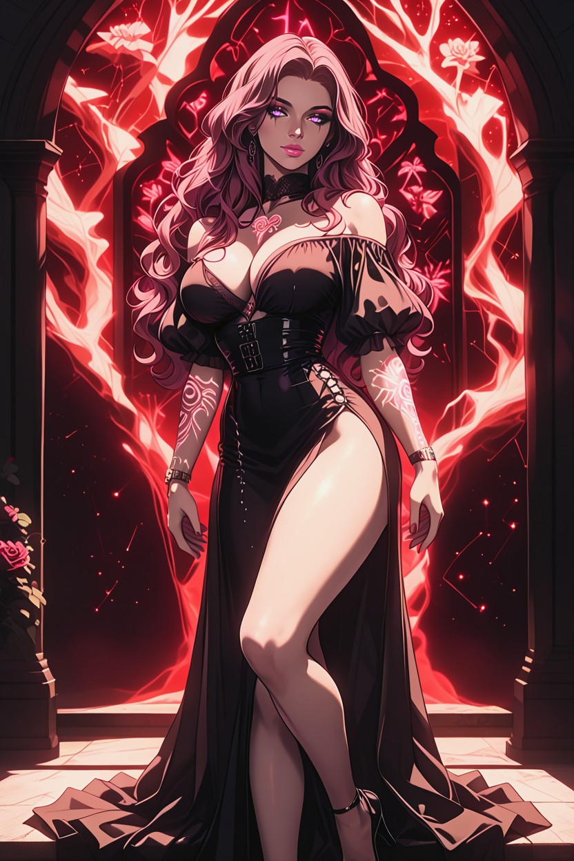 Highly Detailed, Long-sleeve Deep V Blouse, Large Breasts Hentai AI Porn