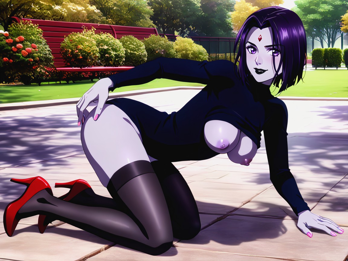 +, Puffy Pussy, Wearing Black Stockings Hentai AI Porn