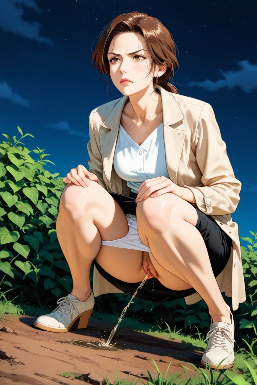 Outdoors, In A Half-squat, Serious Face Hentai AI Porn