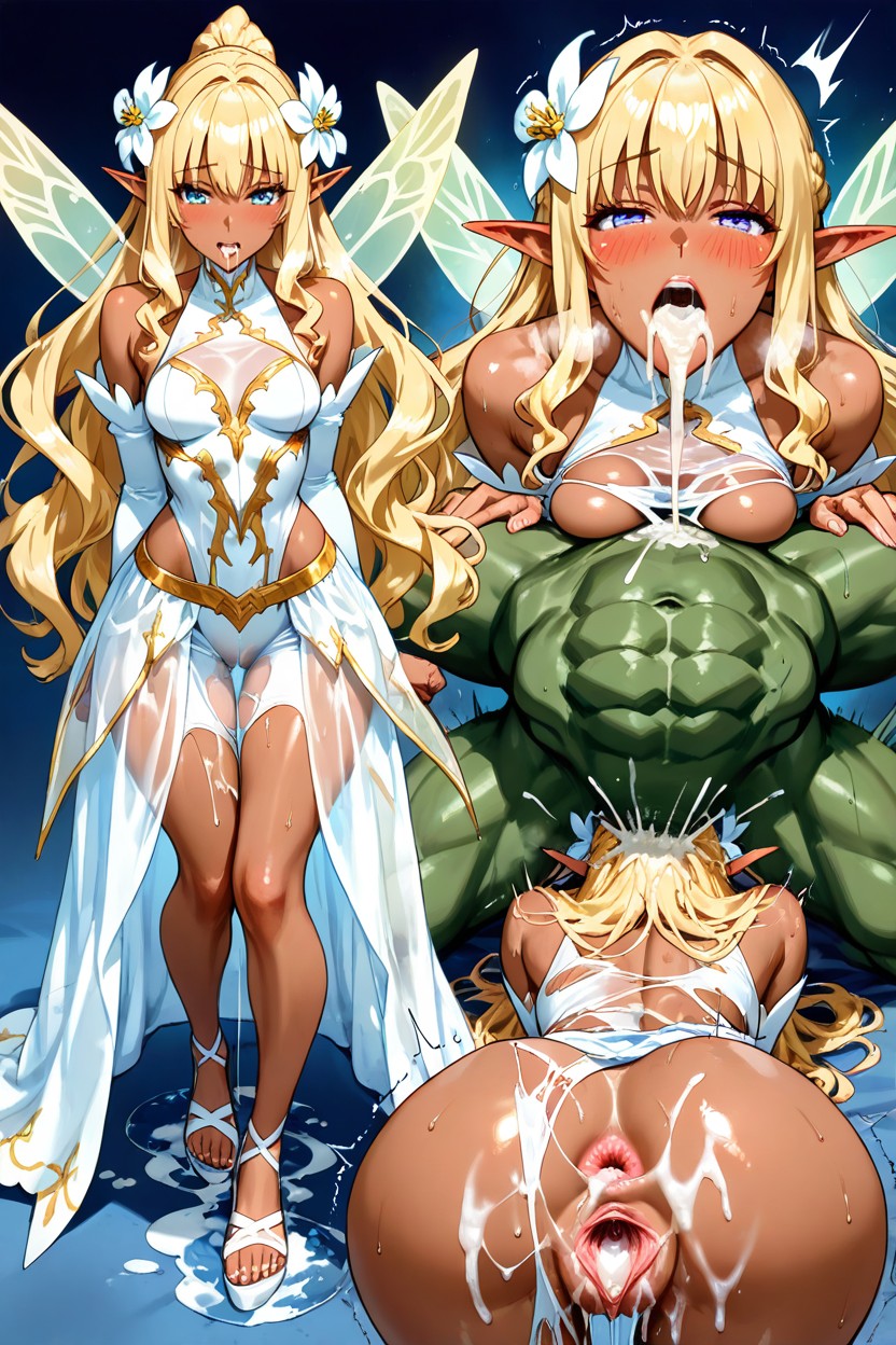 Trembling Fairy Wings, Insanely Long Wavy Hair, Sweat Hentai AI Porn