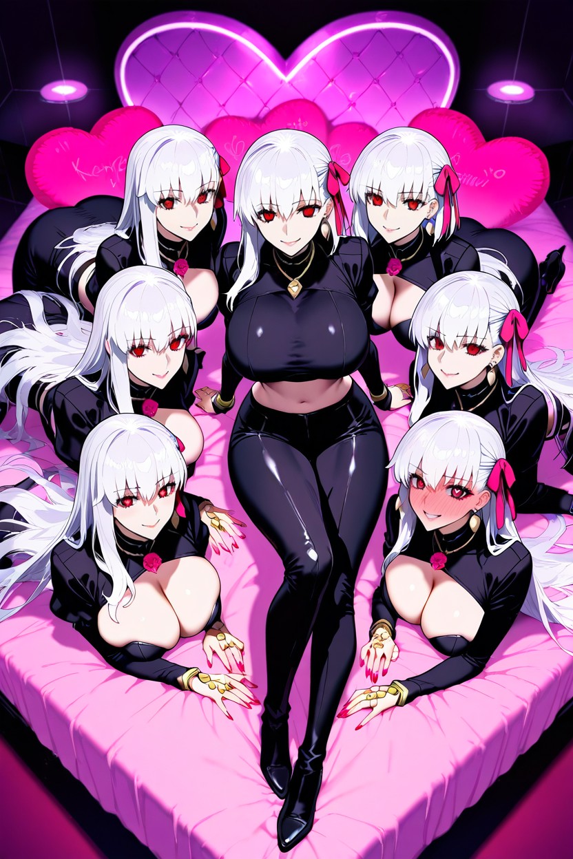 Detailed Heart Eyes, Beautiful Lips, Pink Female Only Strip Club Hentai AI Porn