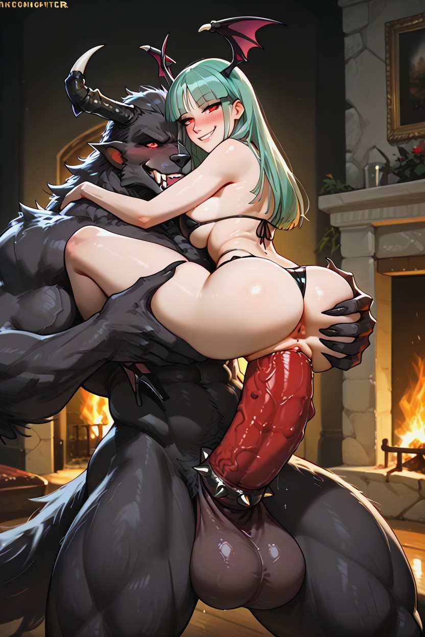 Red Dick, Red Eyes, Black Bandeau Bikini Hentai AI Porn