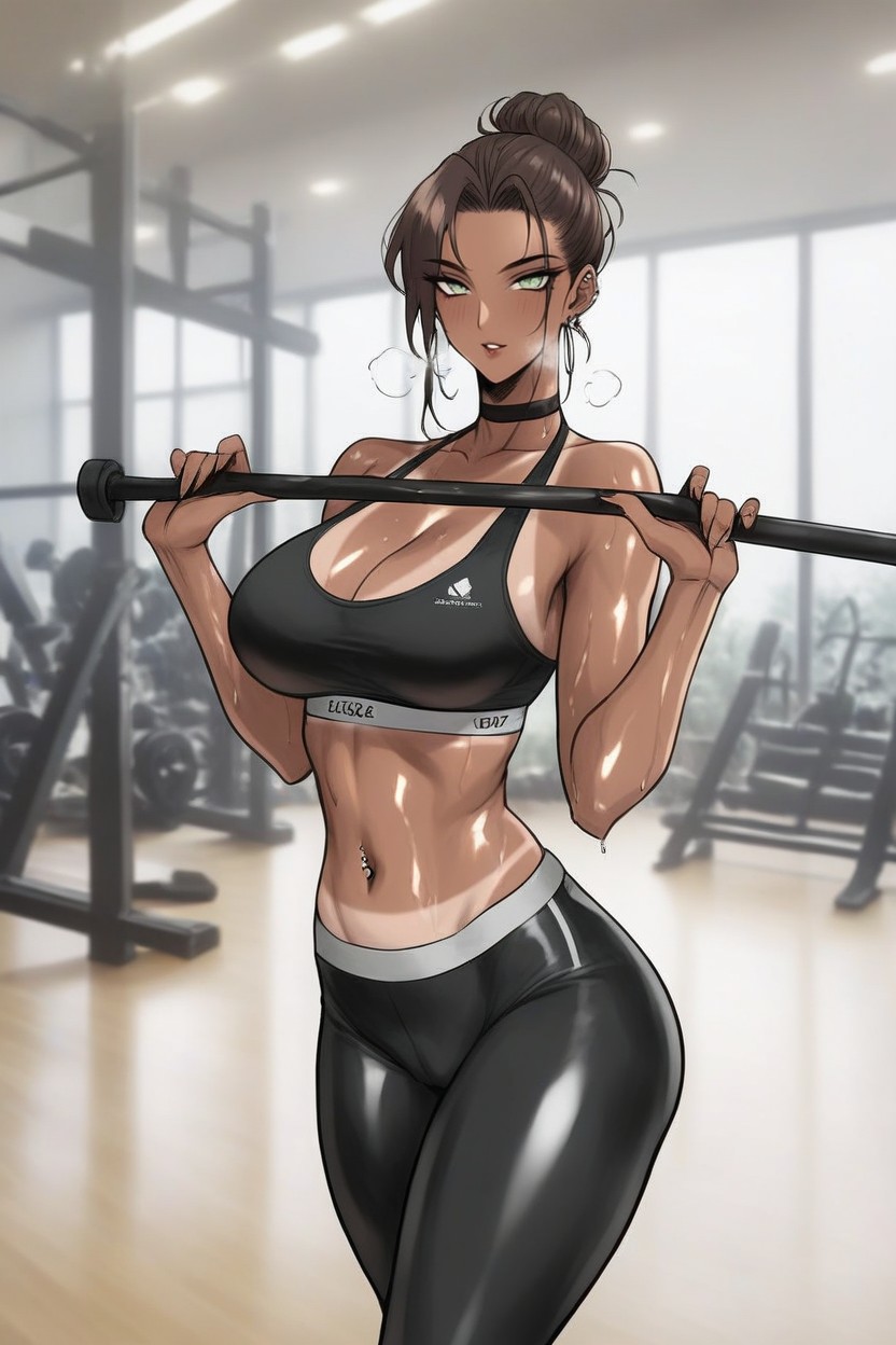 Pierced Nipple, Black Choker, Ass Bigger Than Torso Hentai AI Porn