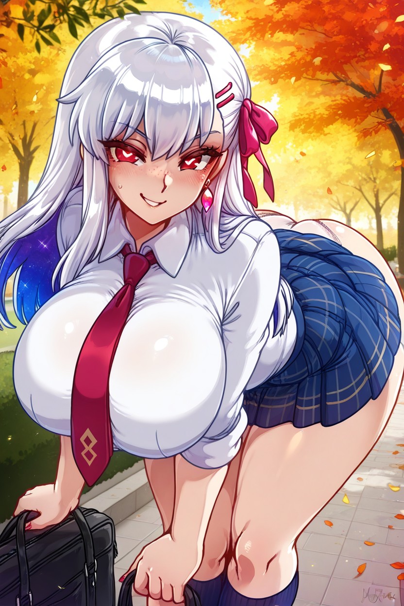 Super Beautiful, Perfect Genitals, Blue Checked Skirt Hentai AI Porn