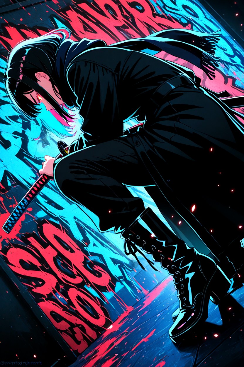 Dramatic Lighting, Battoujutsu Stance, Blue Hentai AI Porn