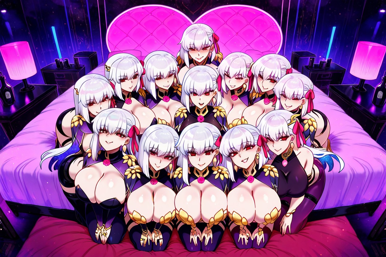 Full Body, Pink Heart-shaped Pillows, Full Face Blush Hentai AI Porn