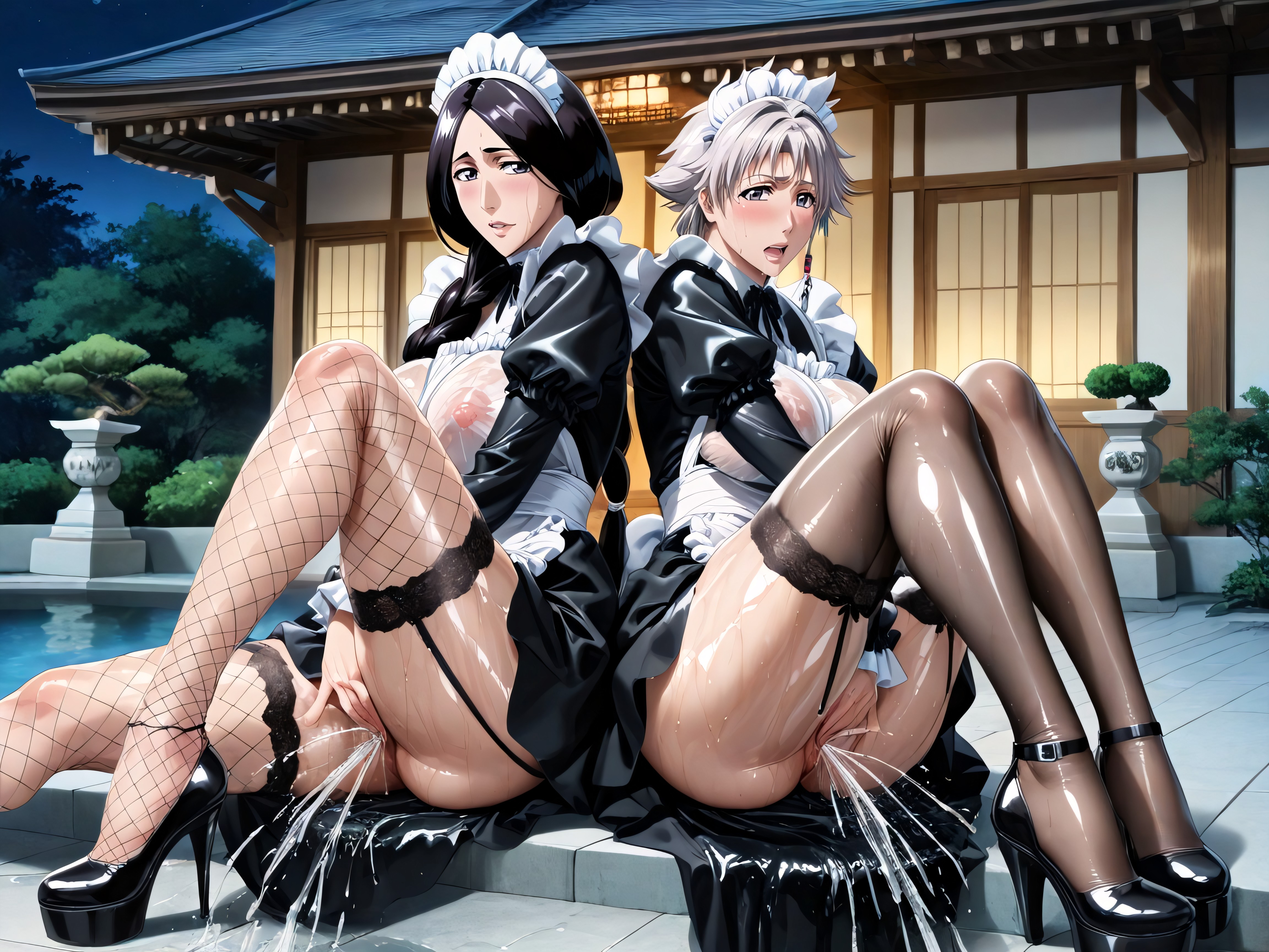 High Resolution, Sitting Legs Spread, Extremely Sweaty Hentai AI Porn