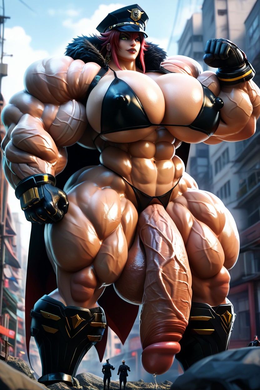 Robot Armor, Hyper Muscular, Black Officer Cap Hentai AI Porn