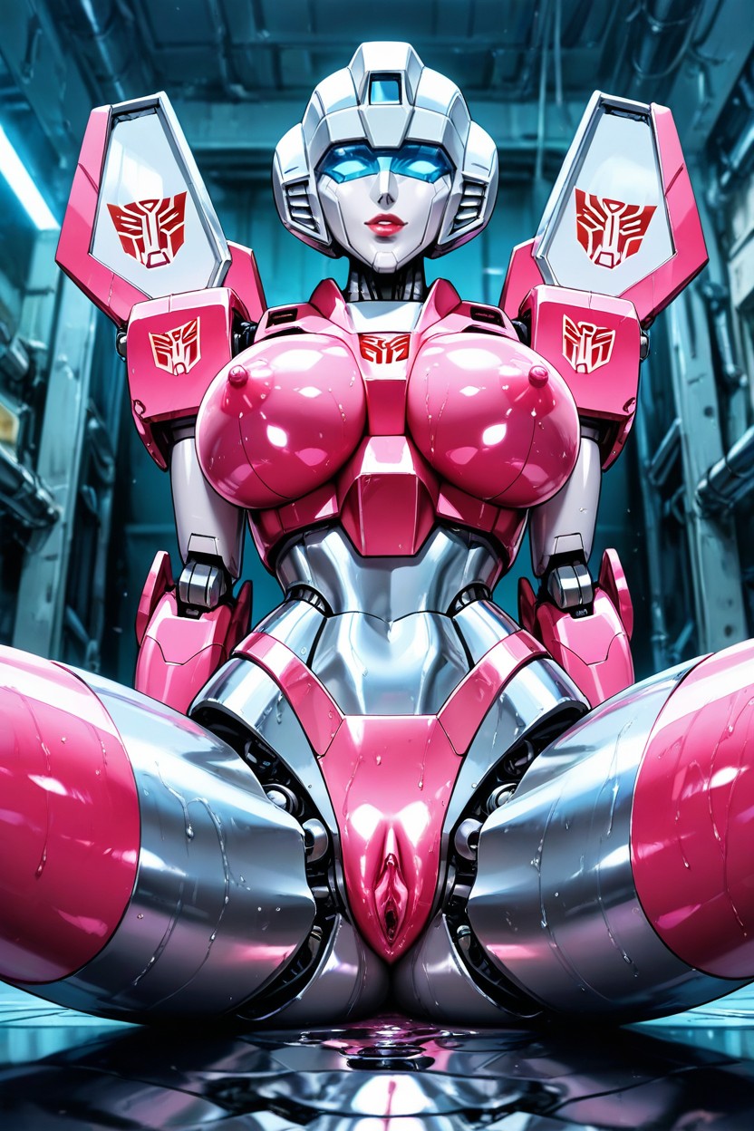 Pink Metallic Body, 25+, Erect Nipples Visible Through Armor Gaps Hentai AI Porn