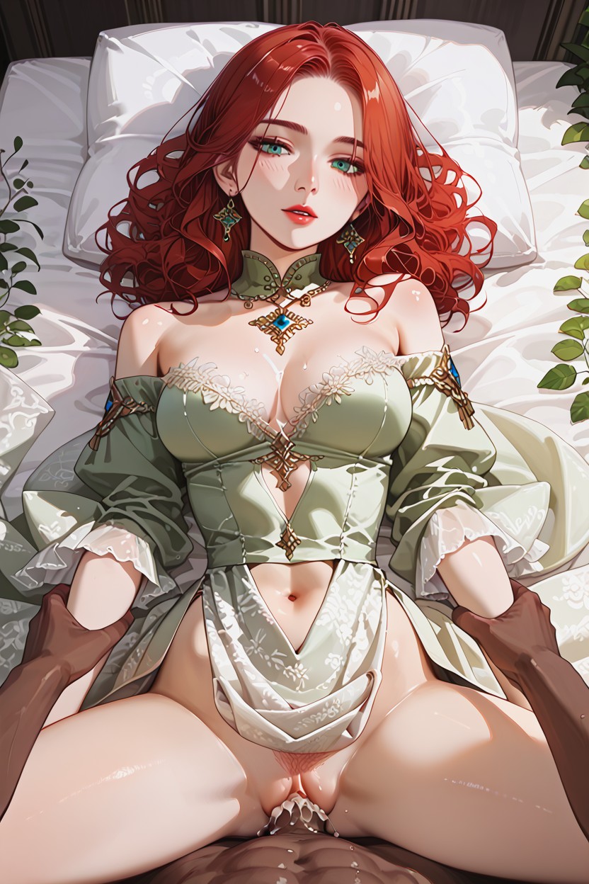 Inner Fabric With Golden Floral Motifs, Fantasy Noble Dress, Highly Detailed Textile Hentai AI Porn
