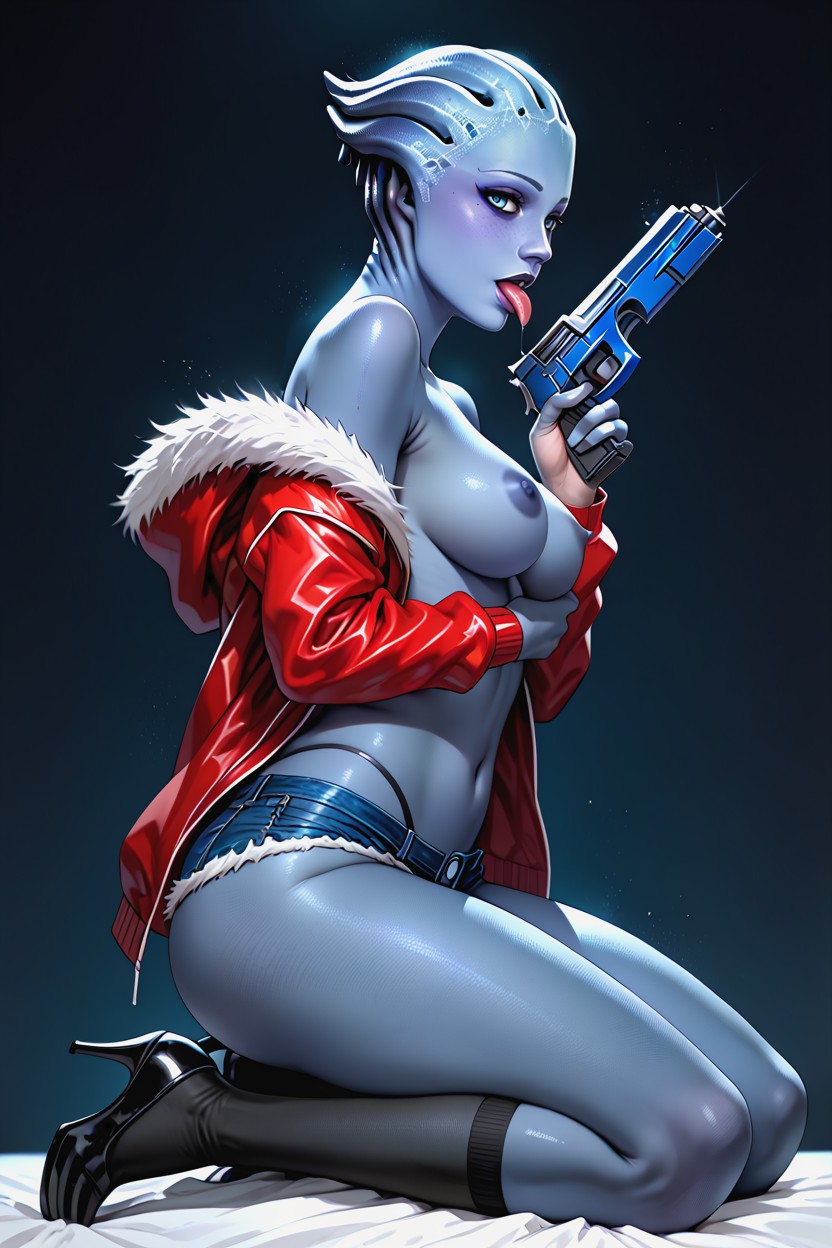 Jean Shorts, Asari From Mass Effect, Perfect Dark Eye Makeup Hentai AI Porn
