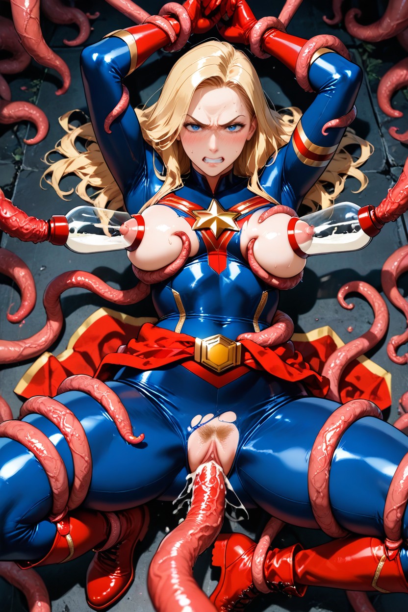 Red Tentacles Around Body, Medium Breasts, Medium Ass Hentai AI Porn