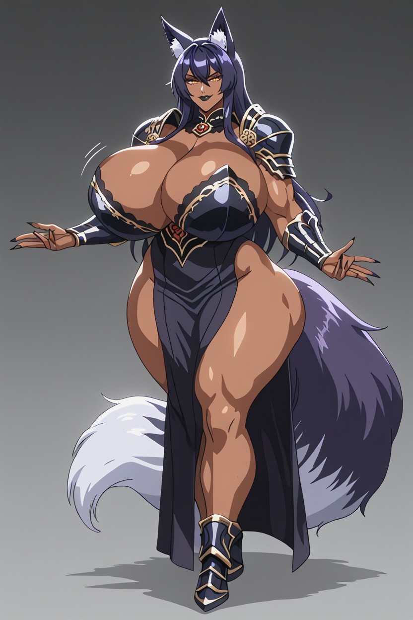 Armored Dress, Dark Brown Skin, Golden Eyes Hentai AI Porn