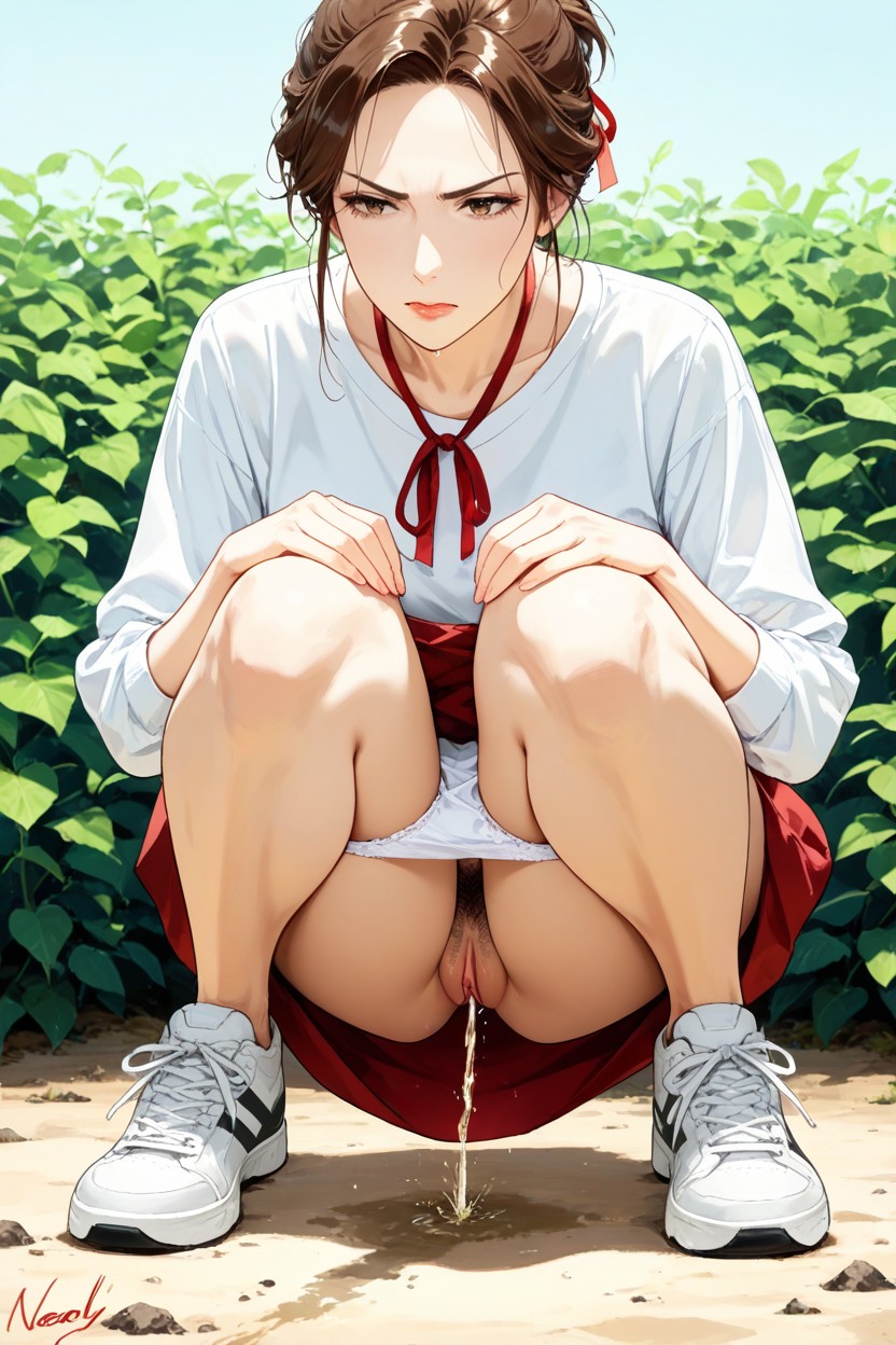 Dripping Pussy, In A Half-squat, Urine Dripping Down Hentai AI Porn