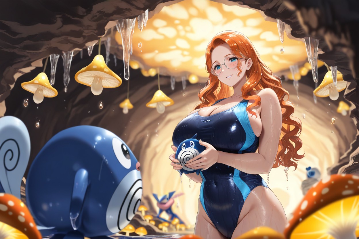 Underground Cavern, 25+, Yellow Glowing Mushrooms Everywhere Hentai AI Porn