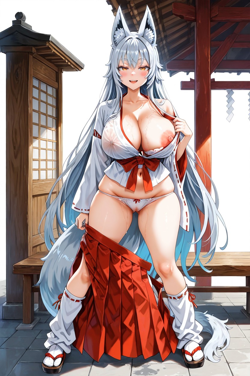 18+, Half-closed Eyes, Miko Outfit Hentai AI Porn