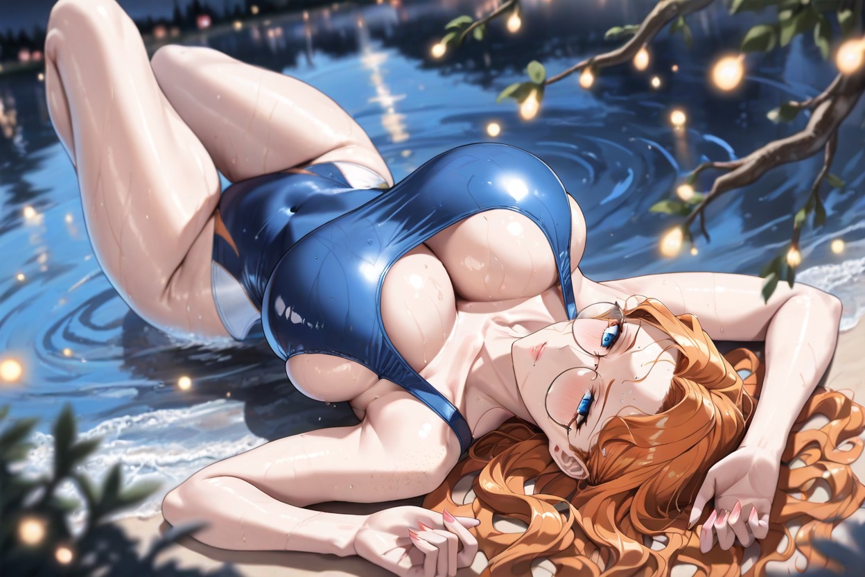 Lake Behind, Vivid Colors, Eyes Half Closed Hentai AI Porn