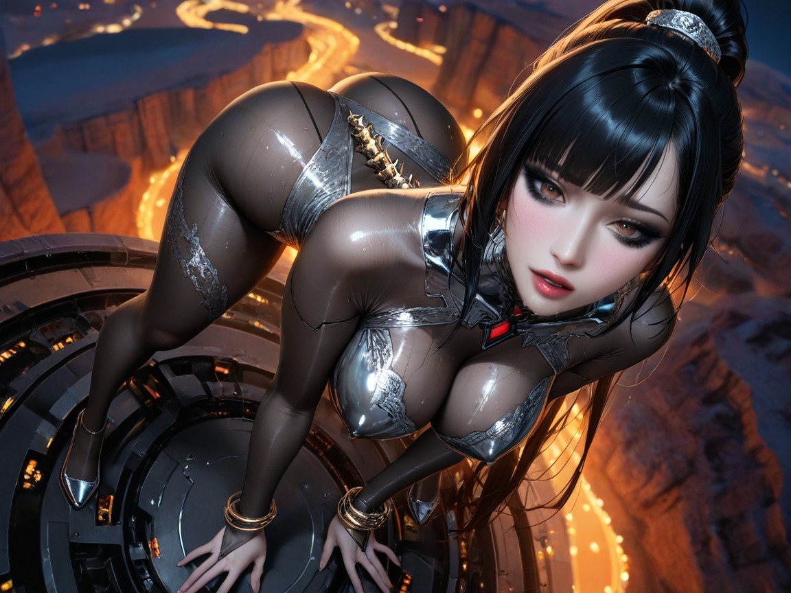 Cyberpunk Aesthetic Village, Bending Over, Emotional Storytelling Composition Hentai AI Porn