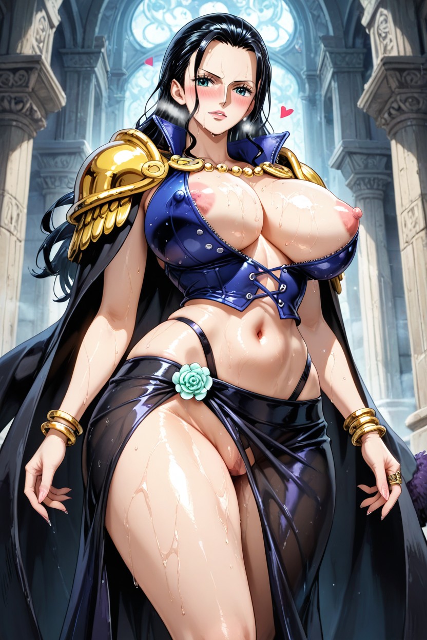 Blush, Sensual Pose On Arm, Large Buttocks Hentai AI Porn