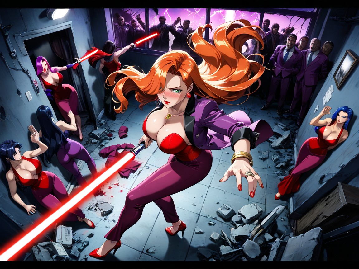 Ultra Detailed, Noche, Jessica Rabbit Shooting Energy Blasts From Her Hand Hentai IA