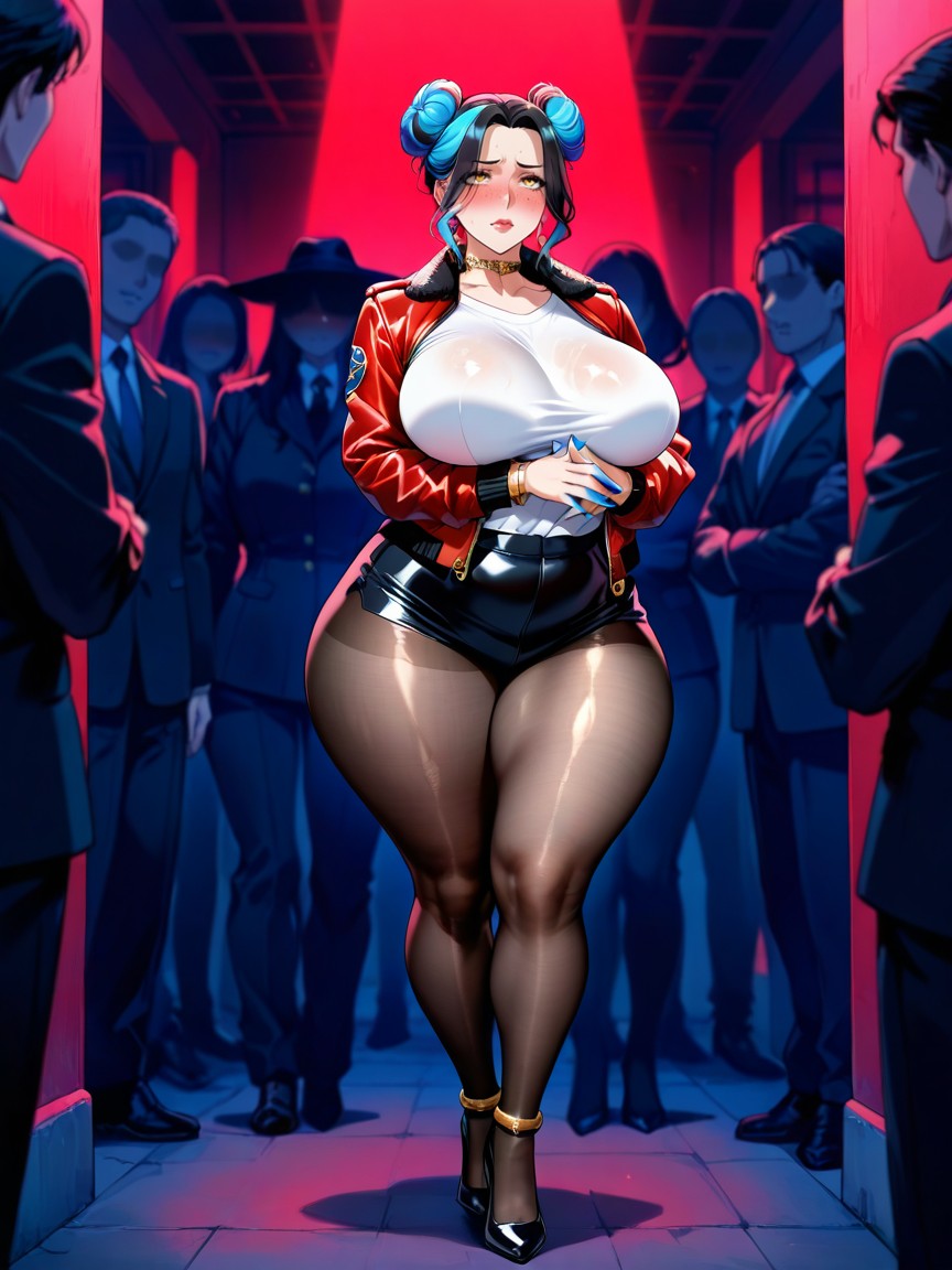 Dimly Lit, Japanese, In Black Sheer Pantyhose Hentai AI Porn
