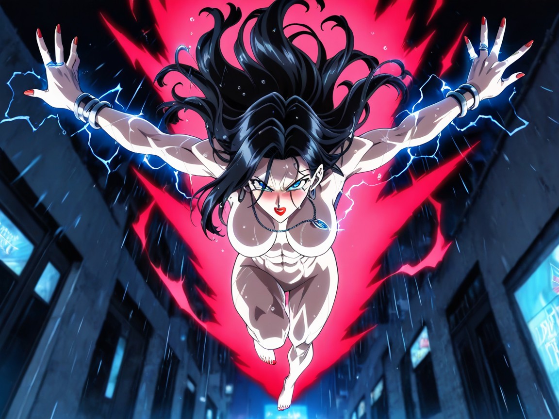 Bracelet, Sexy Perfect Feet, Sparks Of Blue Electricity Everywhere Around Body Hentai AI Porn