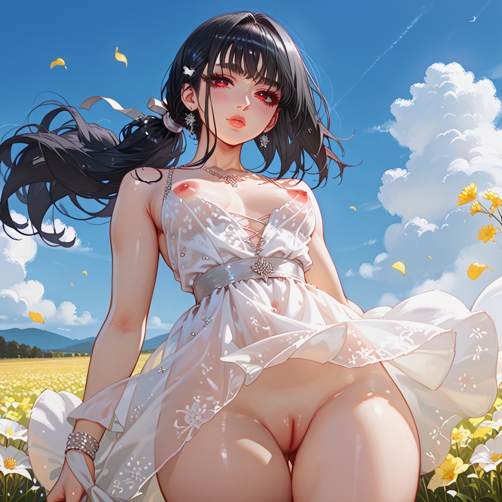 Standing, Wind In Hair, No Panties Hentai AI Porn