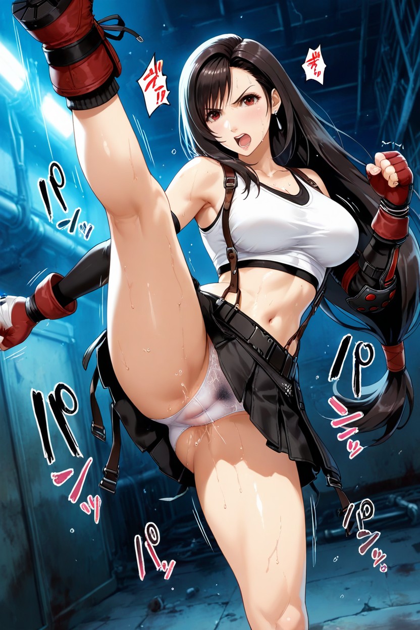 Spread Legs, Mini Falda, Midriff-baring Style Hentai IA