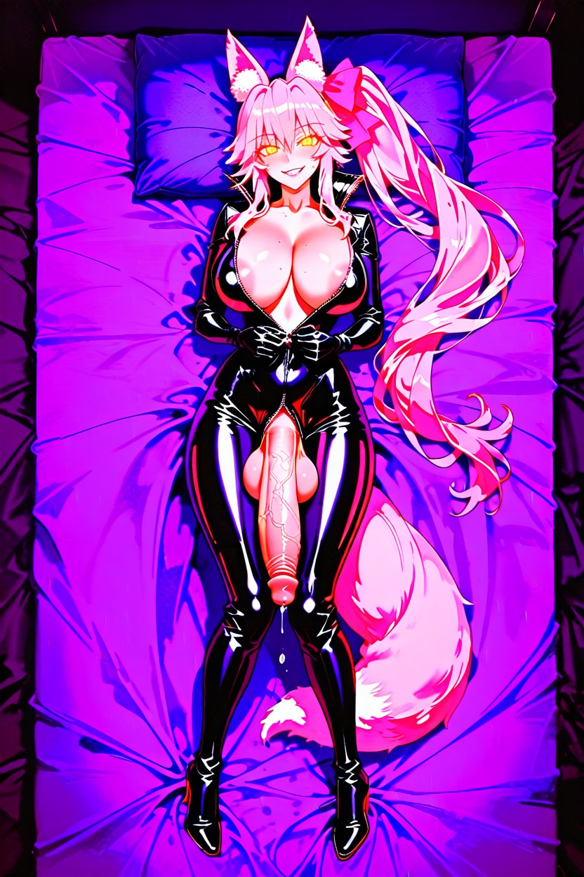 Wearing A Tight, Mocking Smile, She Also Has Two Fluffy Fox Ears On Top Of Her Head And Bangs Framing Her Face Hentai AI Porn
