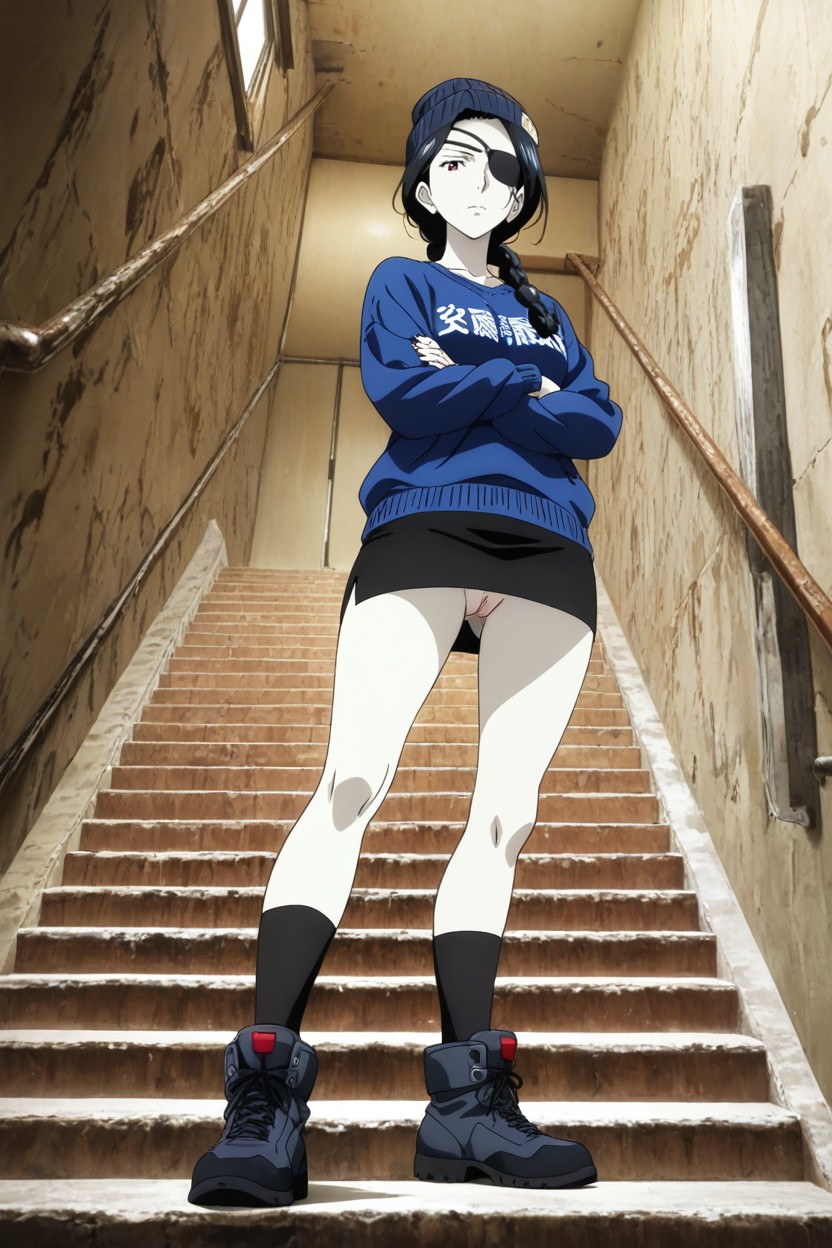 Detailed Face, No Panty, On The Stairs Hentai AI Porn