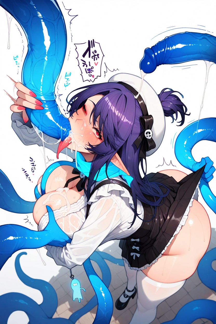 Looking Up At Viewer, Cleavage, Cum In Mouth Hentai AI Porn