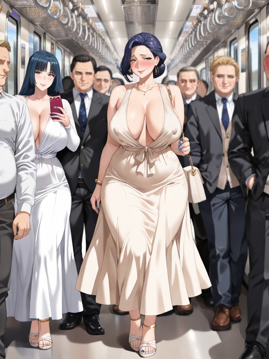Wearing Beige Handbag, Full-face Blush, Sharp Face Hentai AI Porn