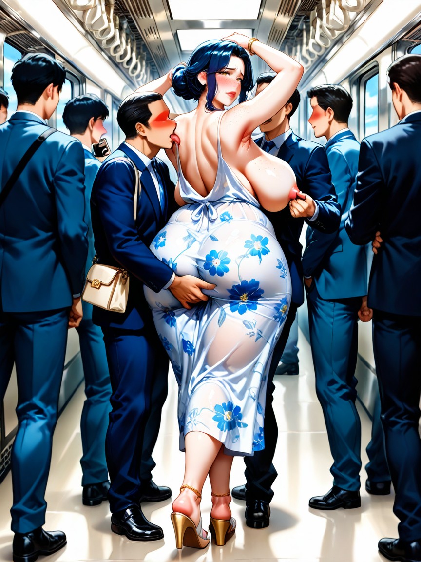 Nipple Pulling Her Breasts, Groping, Loose White Floral Sun Dress Hentai IA