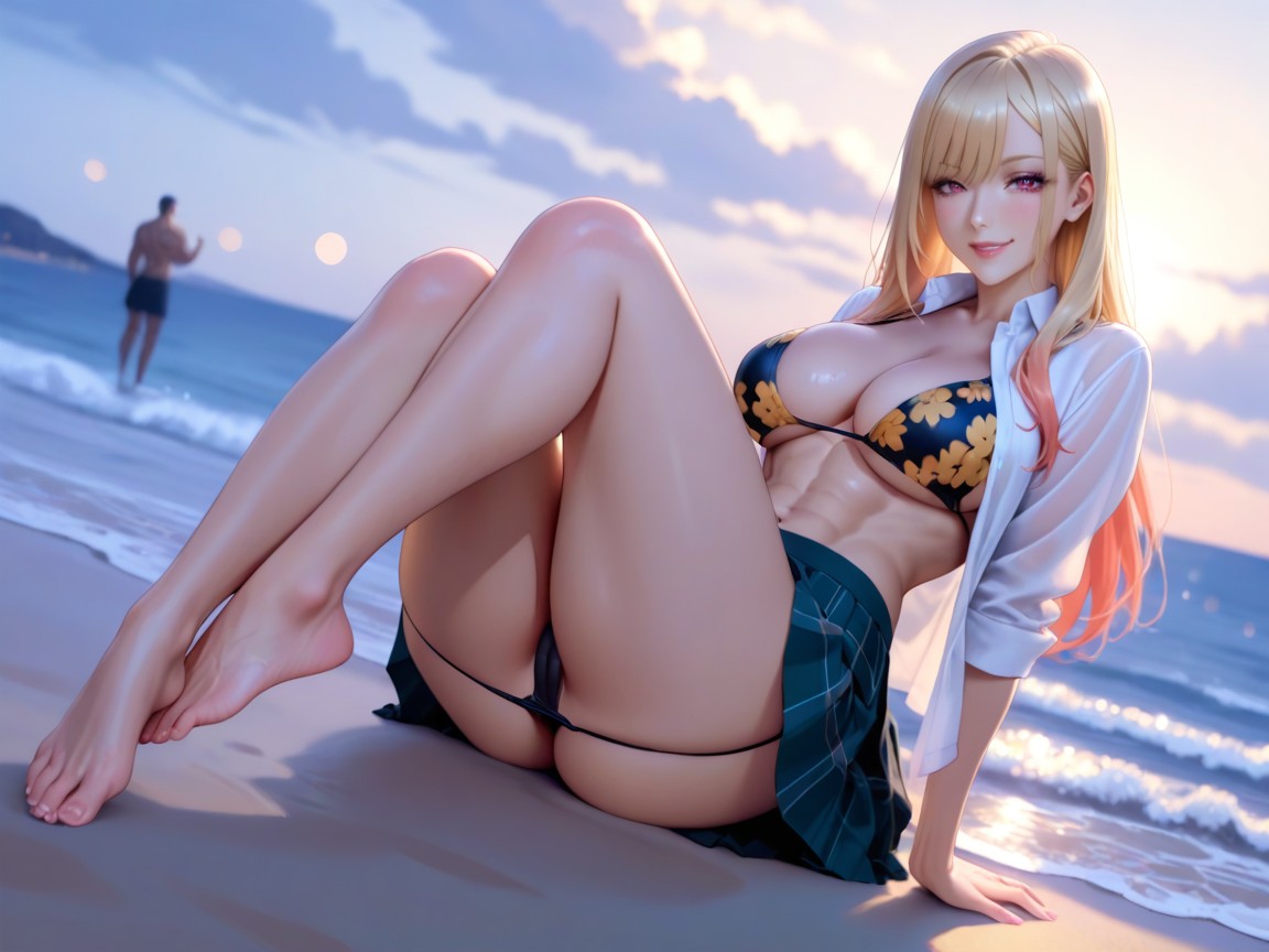 Toned Buttocks That Give Off Blue Magic, Detailed Face, Beautiful Face Hentai AI Porn
