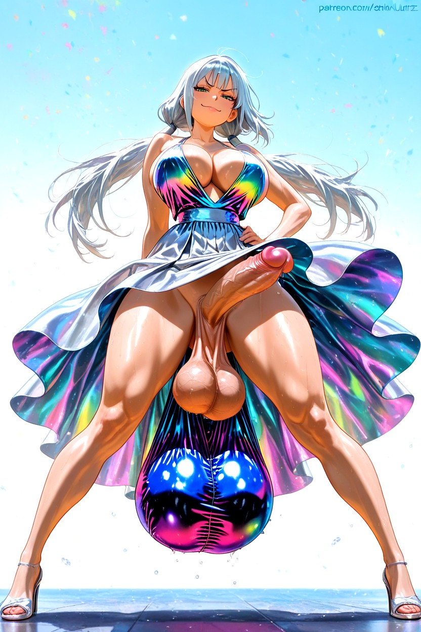 Skirt Flip, Testicles In Skirt, Solo Futanari Hentai AI Porn