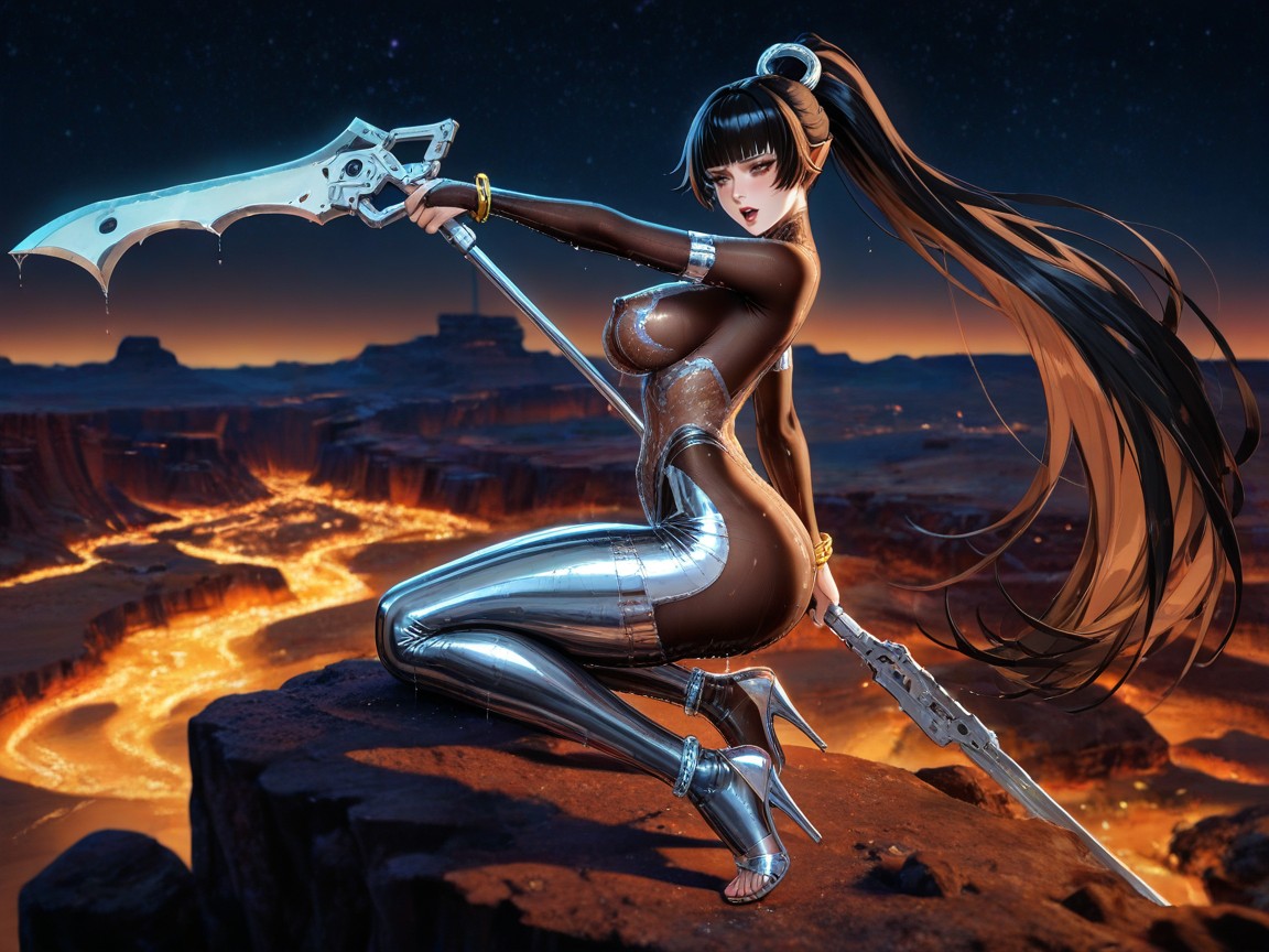 Desert Canyons, Desaturated Colour Tones, Cyberpunk Aesthetic Village Hentai AI Porn