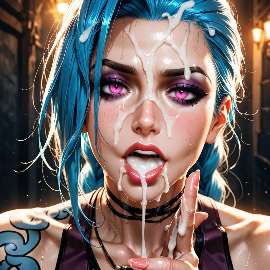 Focus On Mouth And Neck, Dynamic Lighting, Cum Eating Hentai AI Porn