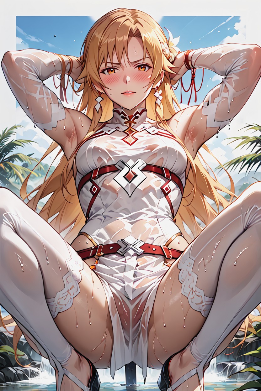 Full Body, Sword Art Online White Outfit, Wet Clothes Hentai AI Porn