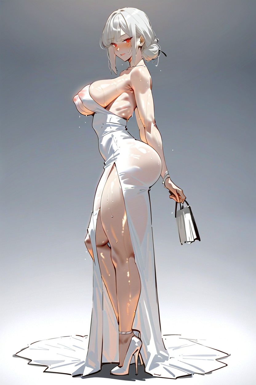 Side View, Perfect Figure, Visible Though Dress Hentai AI Porn