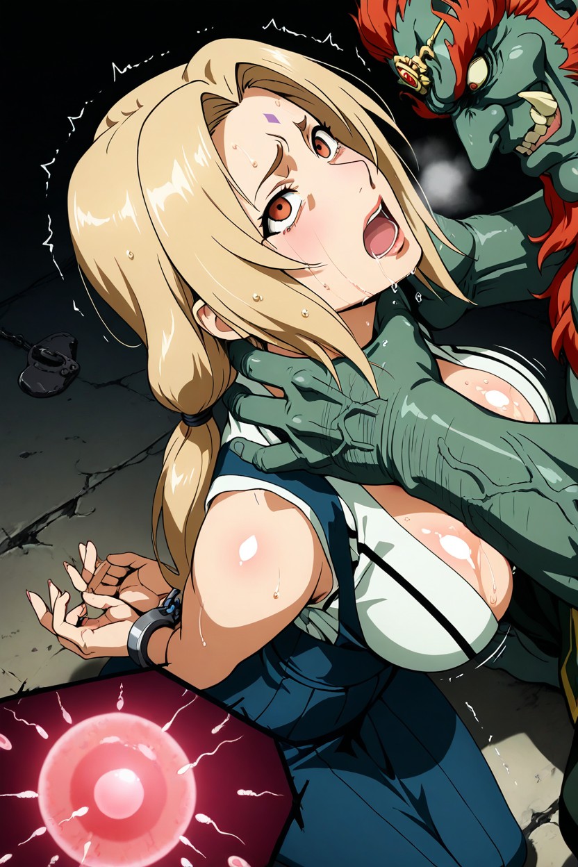 Wet Hair, Ganon Holding Tsunade Neck, She Doesnt Like It Hentai AI Porn