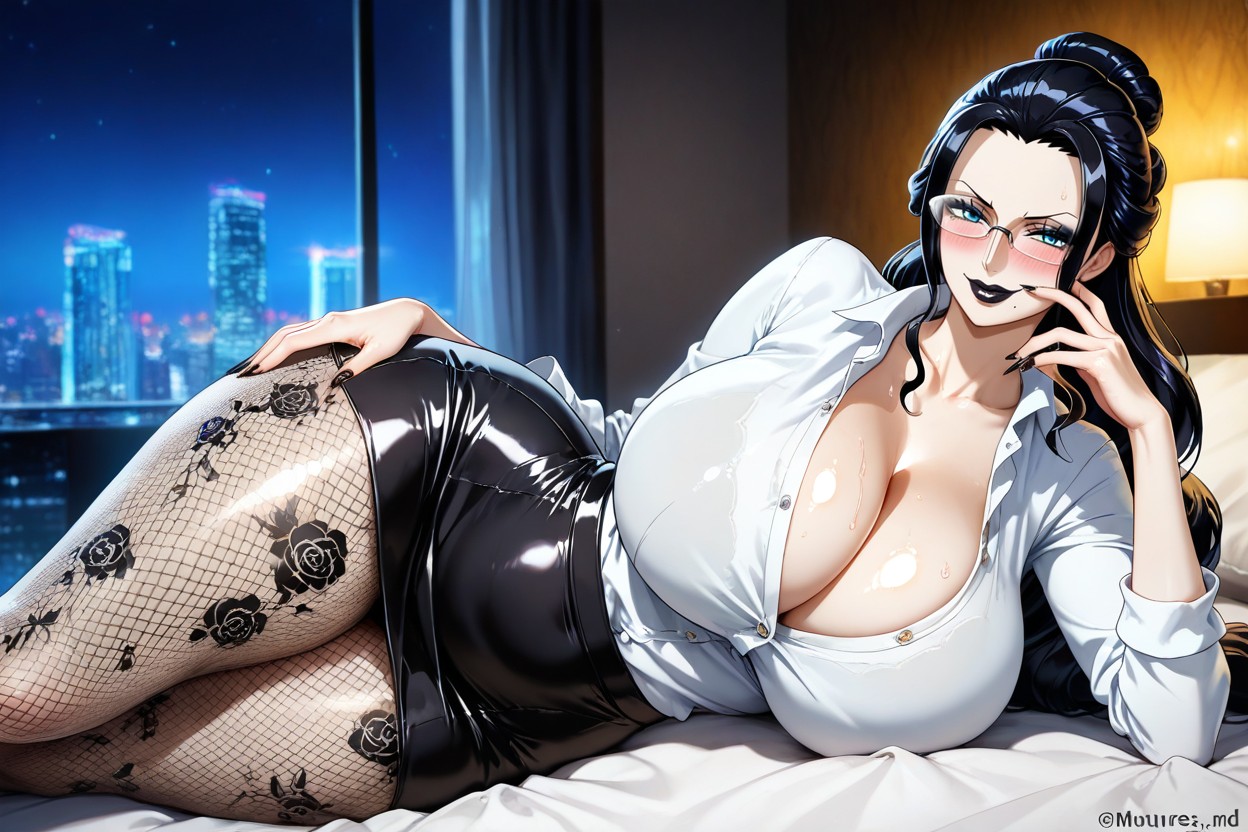 Long Hairstyle, Glasses, Smiling Pervertly Hentai AI Porn