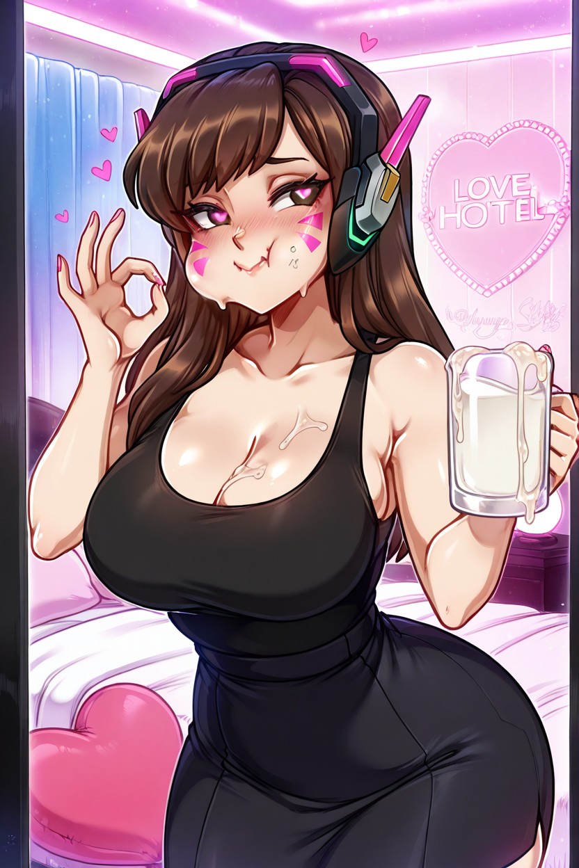 Smug Expression, Dva From Overwatch, Rounded Breasts Hentai AI Porn
