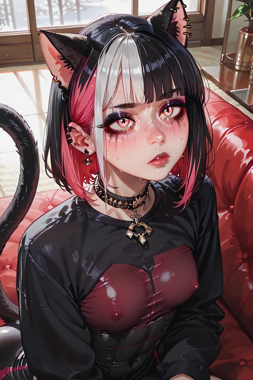Silver Earrings, Soft Shine, Kneeling Hentai AI Porn