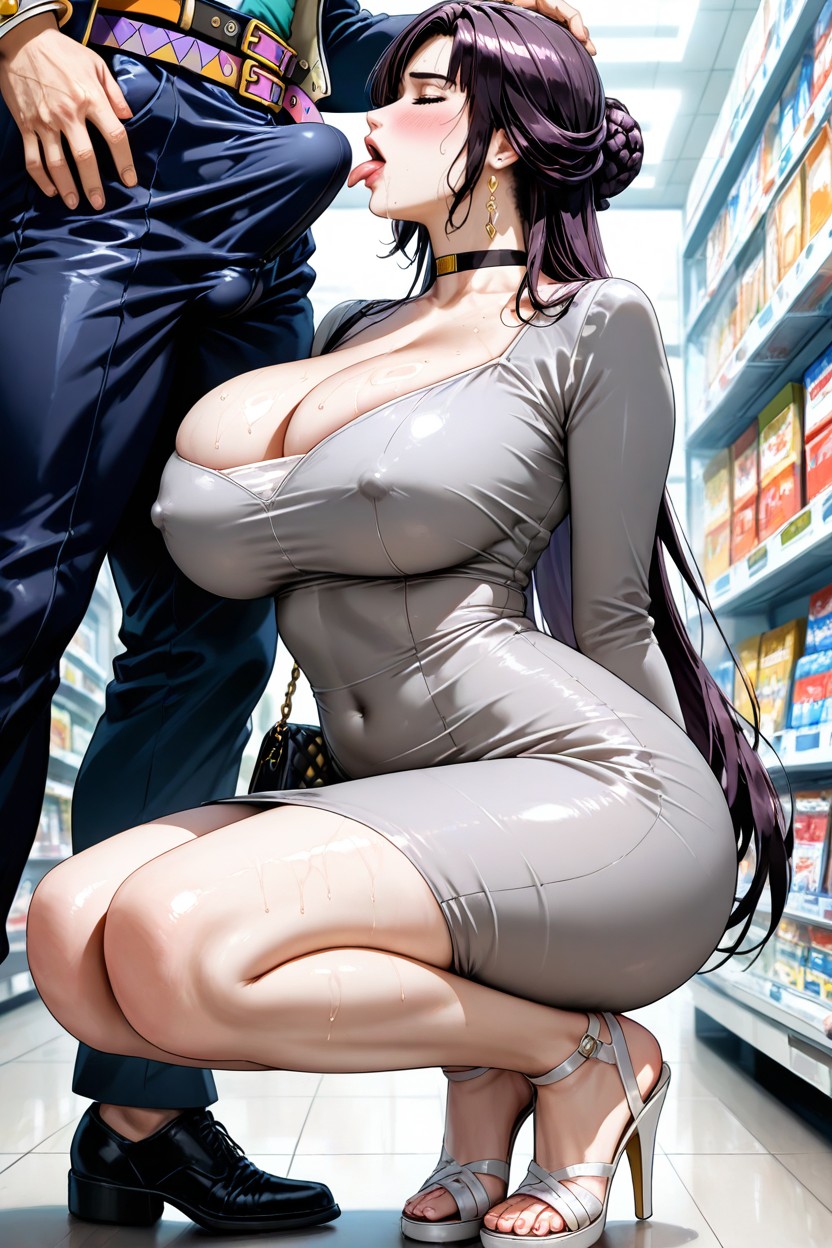 Blush, Side View, Gray Dongtan Dress Hentai AI Porn