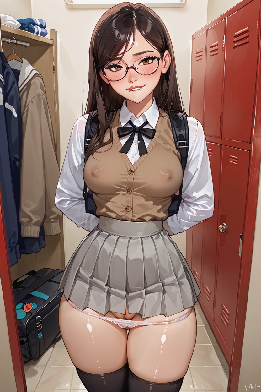 25+, Biting Lip, Wearing Backpack Hentai AI Porn