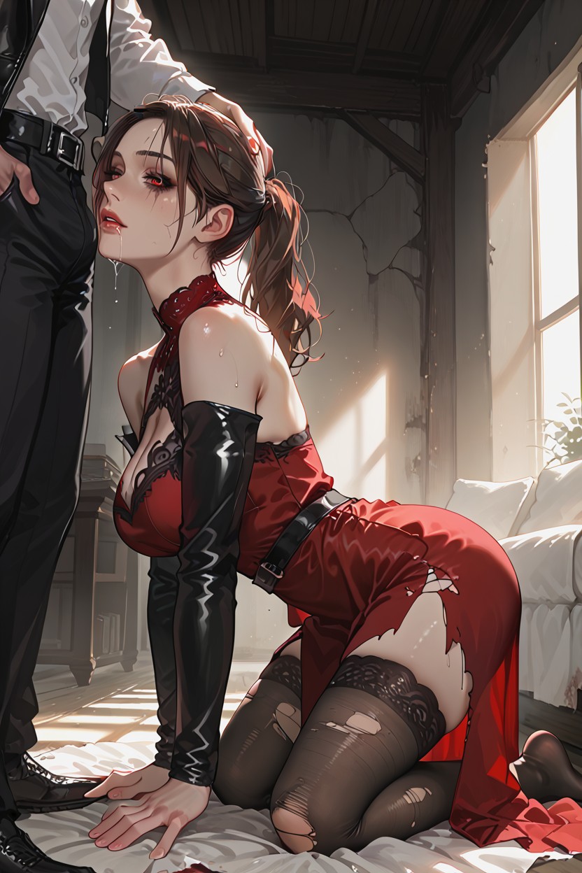 Greyish Skin, Greyish Body, Smeared Makeup Hentai AI Porn