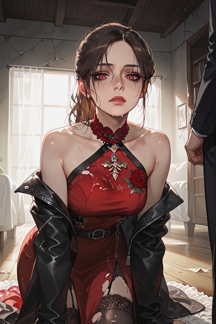 Cracked Walls, Greyish Body, Bare Shoulders Hentai AI Porn