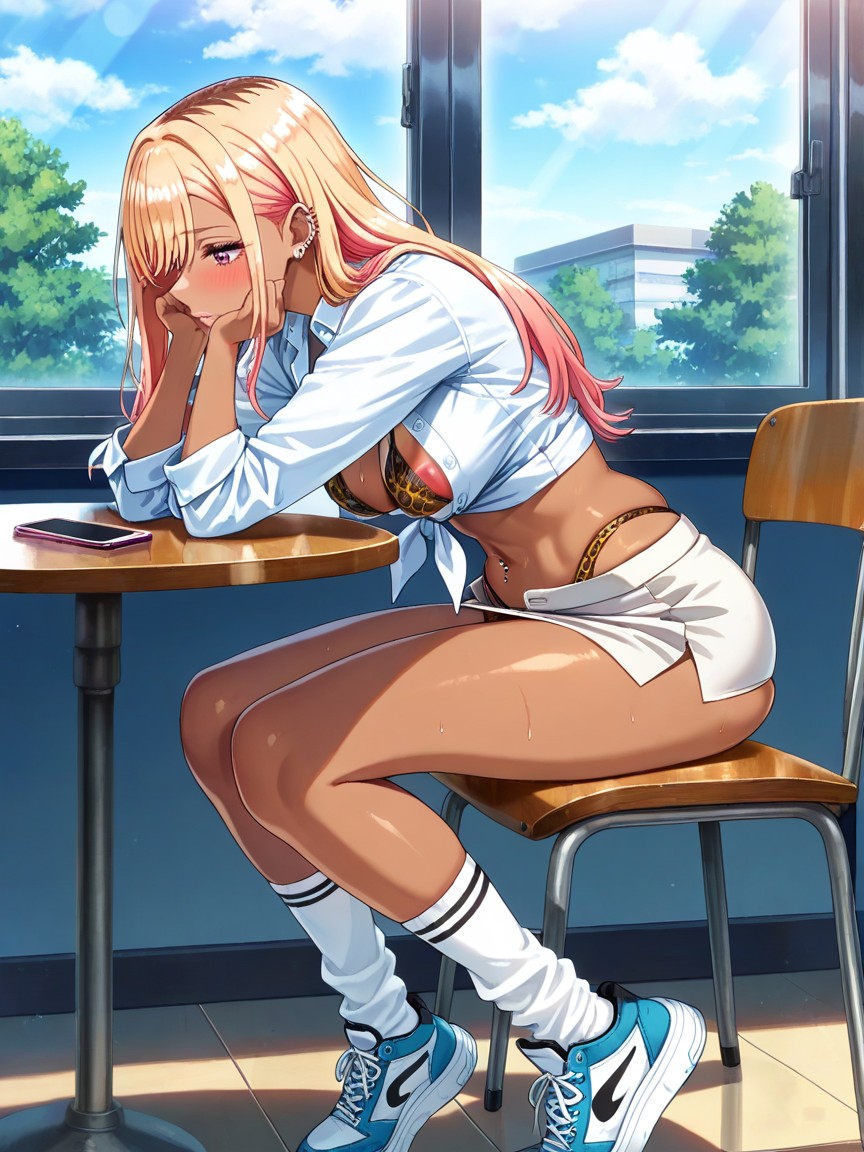 Cameltoe, Leopar Print Bikini, Side View Hentai AI Porn