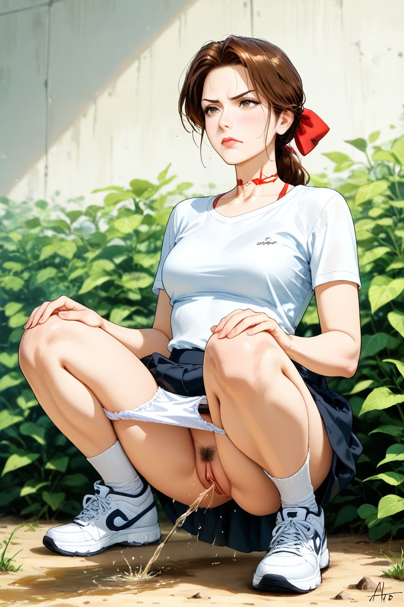 Cute, Outdoors, Hand On Knees Crossed Hentai AI Porn